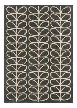 Alfombra marrón de lana orla kiely hojas negra 25 250 x 350cm