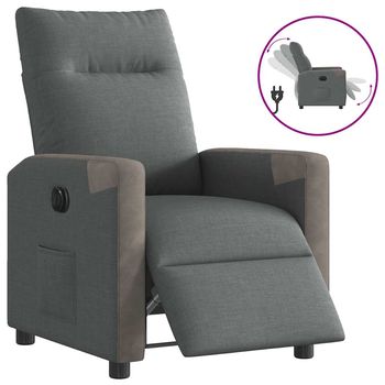 vidaXL Sillón reclinable eléctrico de tela gris oscuro