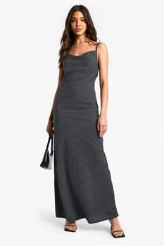 Vestido Maxi De Lunares, Negro