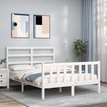 vidaXL Estructura de cama sin colchón madera de pino blanca 140x190 cm