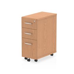 Impulse Narrow Under Desk Pedestal 3 Drawer Oak - I001661