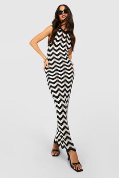 Vestido Maxi De Croché En Zigzag, Negro