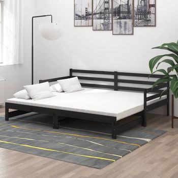 vidaXL Sofá cama extraíble sin colchón negro 2x(90x200) cm