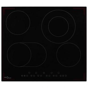 VidaXL Placa Vitrocerámica 4 Zonas 60cm Negro