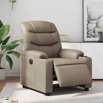 vidaXL Sillón reclinable eléctrico de cuero sintético color capuchino