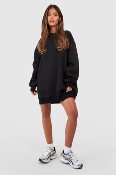 Vestido Sudadera Súper Oversize, Negro