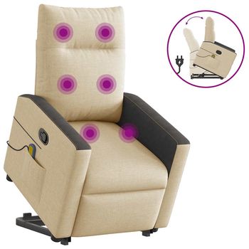 vidaXL Silla de masaje reclinable de pie de tela color crema