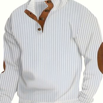 Sudadera De Moda, Sudadera A Rayas Con Cuello Alto Para Hombres Para Llevar En Todas Las Estaciones