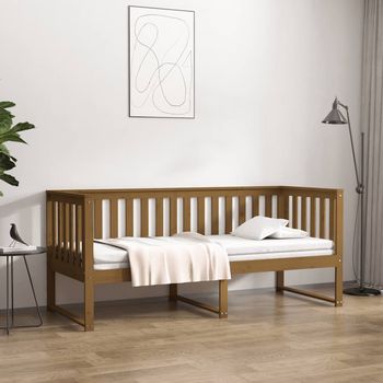 vidaXL Sofá cama de madera maciza de pino marrón miel 75x190 cm