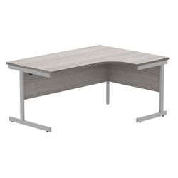 Office RH Corner Desk Steel Single Cantilever 1600X1200 Gry Oak/Silver