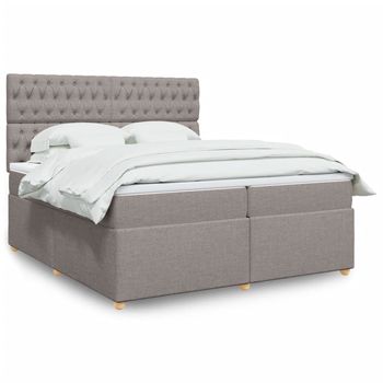 vidaXL Cama box spring con colchón tela gris taupe 200x200 cm