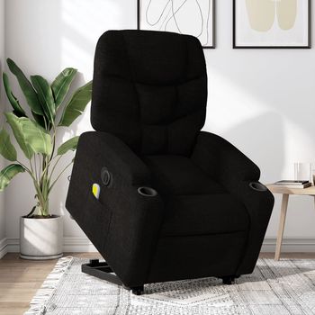 vidaXL Sillón de masaje eléctrico reclinable elevable tela negro