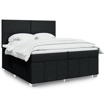 vidaXL Cama box spring con colchón tela negro 200x200 cm