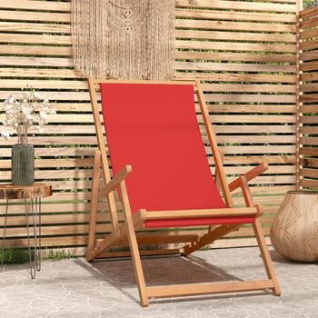 vidaXL Silla de playa plegable de madera maciza de teca rojo