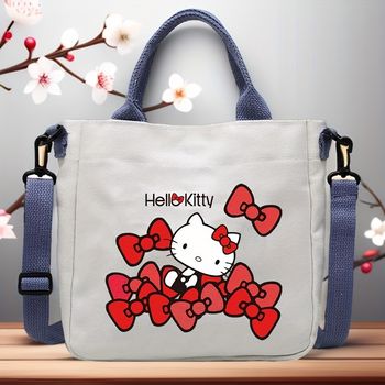 Bolsa de mano Sanrio Hello Kitty, bonito bolso bandolera de anime, bolso de hombro, bolso de mano, bolso de gran capacidad, bolso bandolera portátil, bolso de lona.