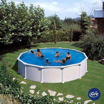 Piscina desmontable de acero blanco redonda gre ø 5,5 x 1,32 m