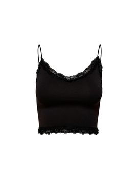 Top only vicky lace seamless cropped negro mujer