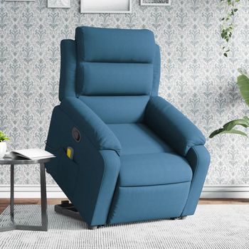 vidaXL Sillón reclinable de masaje elevable terciopelo azul