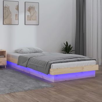 vidaXL Estructura de cama individual LED sin colchón madera maciza