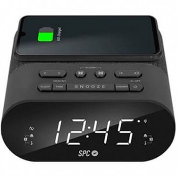 Radio Despertador Spc Frodi Qi Negro Pantalla Led/ 2Xalarmas Conf./ Carga Inalambrica/ Usb