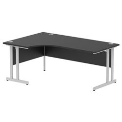 Impulse 1800 LH Crescent Desk Black/Silver Cantilever Leg