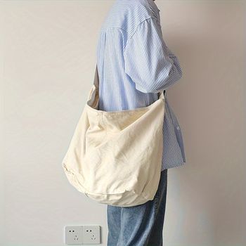 Bolso Bandolera Sencillo De Moda Para Hombre, Resistente Bolso De Lona, Bolso De Hombro Versátil Retro, Adecuado Para El Día A Día