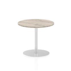 Italia 600mm Poseur Round Table Grey Oak Top 725mm High Leg