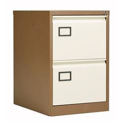 Bisley 2 Drawer Contract Steel Filing Cabinet - Coffee Cream - AOC2C/C