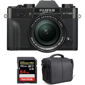 Fujifilm X-T30 + XF 18-55mm f/2.8-4 R LM OIS Negro + SanDisk 64GB UHS-I SDXC 170 MB/s + Bolsa | 2 años de garantía
