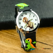 2020 new fashion children 3D dinosaur dial quartz watch little boys girls student cute cartoon face silicone strap sports clock