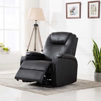 vidaXL Sillón de masaje mecedora de cuero sintético negro