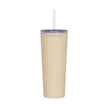 Vaso térmico con pajita acero inoxidable 0,8 litros beige