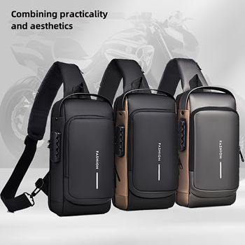 Bolso de pecho antirrobo para hombres, con candado de contraseña, ideal para salir y el día a día, bolso deportivo de motocicleta