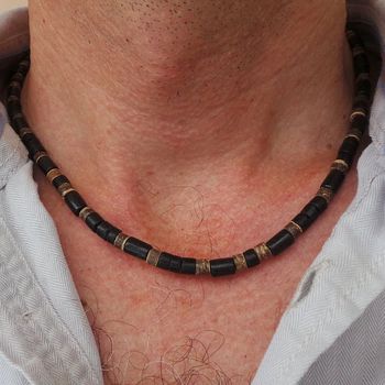 Collar De Cuentas De Madera Elegante Para Hombres