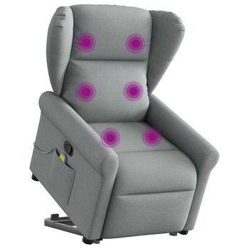 vidaXL Sillón de masaje reclinable de pie de tela gris claro