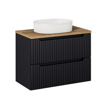 Mueble lavabo 2 cajones estratificado negro marrón