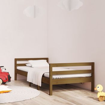 vidaXL Estructura de cama madera maciza pino marrón miel 90x200 cm