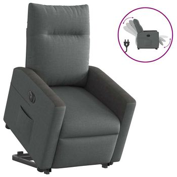 vidaXL Sillón eléctrico reclinable elevable de tela gris oscuro