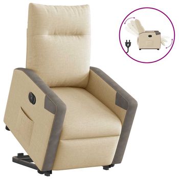 vidaXL Sillón eléctrico reclinable elevable de tela color crema