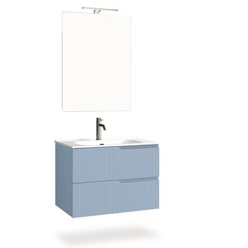 Mueble de baño de 4 piezas en mdf azul tiffany