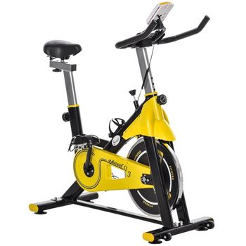 Homcom A90-213V01 Bicicleta Estática con Resistencia Regulable Amarillo/Negro