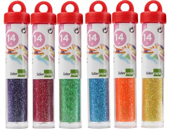 Liderpapel PU04 - Purpurina, bote de 14 g, colores surtidos pastel