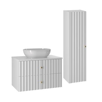 Set de muebles con lavabo y columna estratificado blanco