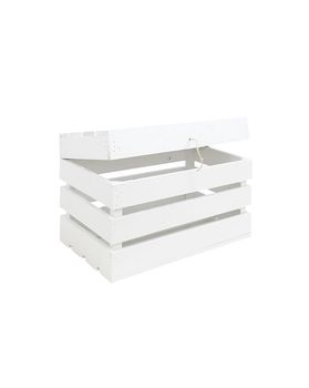 Baúl de madera maciza en tono blanco de 39x33x30,5cm