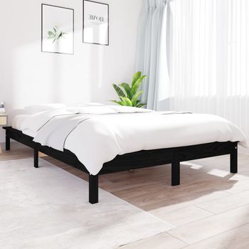 vidaXL Estructura de cama de madera maciza de pino negro 200x200 cm