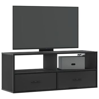 vidaXL Mueble de TV madera de ingeniería y metal negro 100x31x39,5 cm