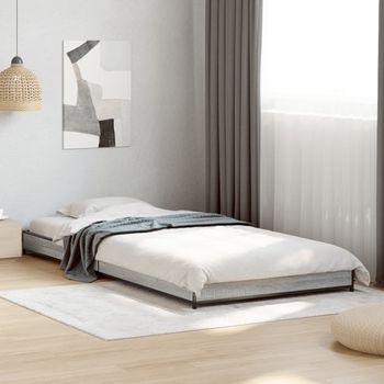 vidaXL Estructura cama madera ingeniería metal gris Sonoma 100x200 cm