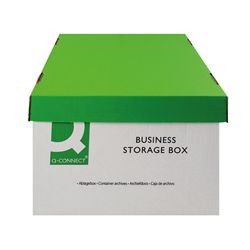 Q-Connect Business Storage Box 335x400x250mm Green and White (10 Pack)