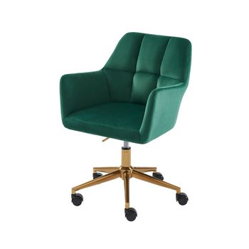 Sillón de oficinade terciopelo verde con patas doradas