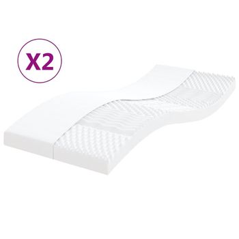 vidaXL Colchones de espuma 2 uds 7 zonas dureza 20ILD blanco 90x200 cm